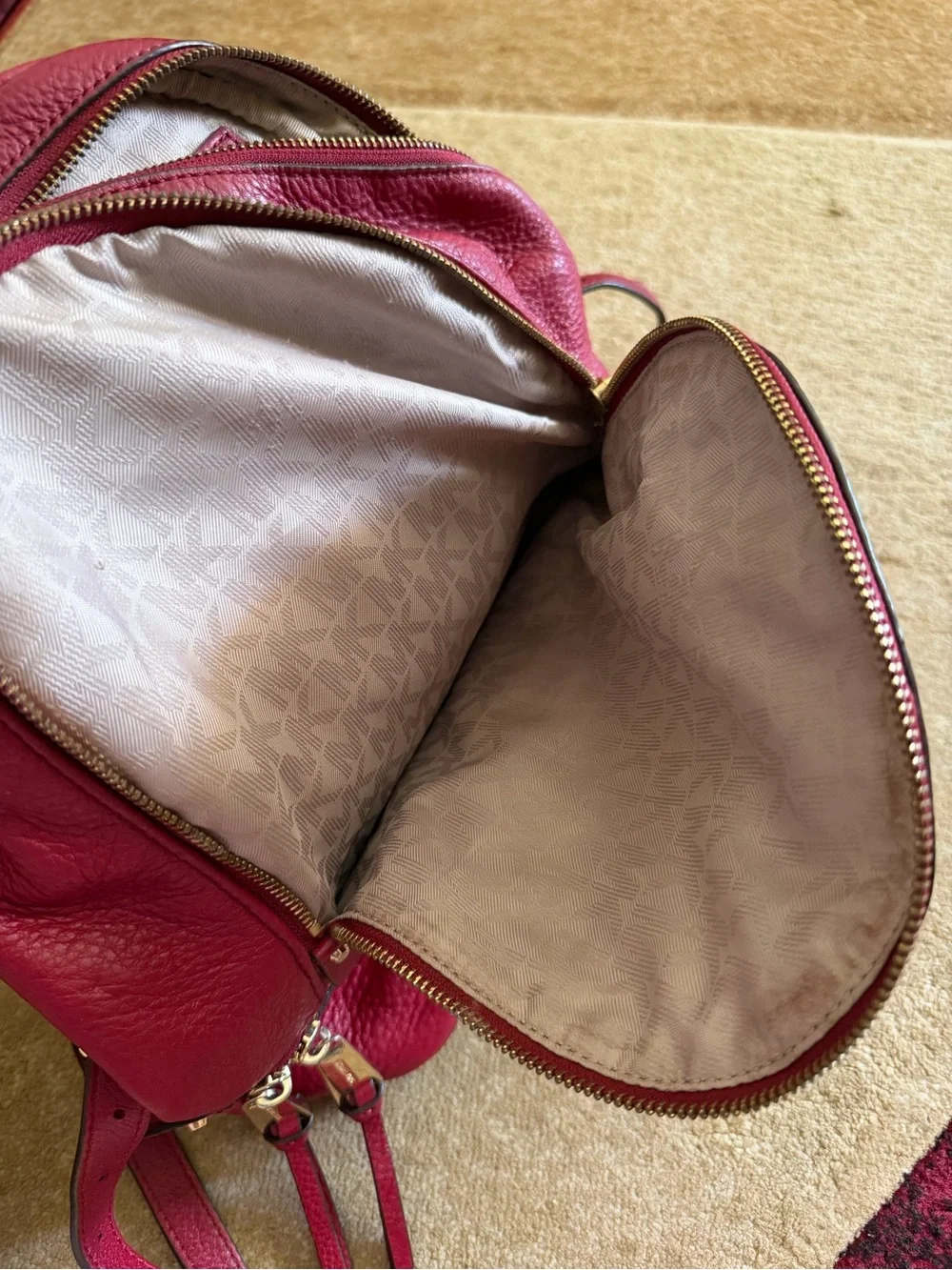 Michael Kors Red Leather Backpack